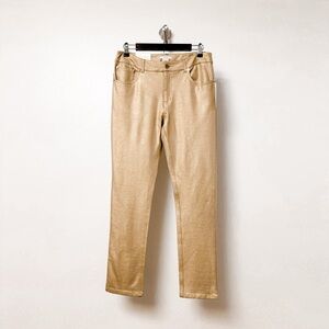 ERIC Jenny Tummy Control Mid Rise Gold Shimmer Holiday Casual Chic Jean Pants 8